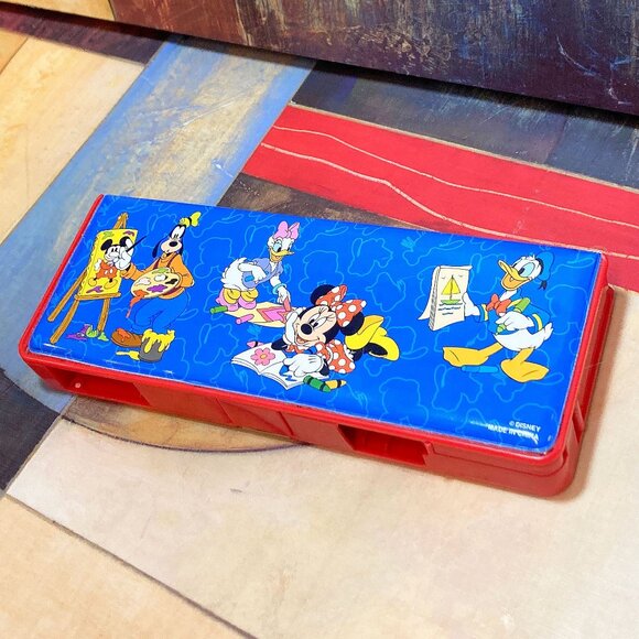 VINTAGE DISNEYLAND RESORT PADDED PENCIL BOX CASE SCHOOL SUPPLIES COMPARTMENTS - Picture 5 of 7